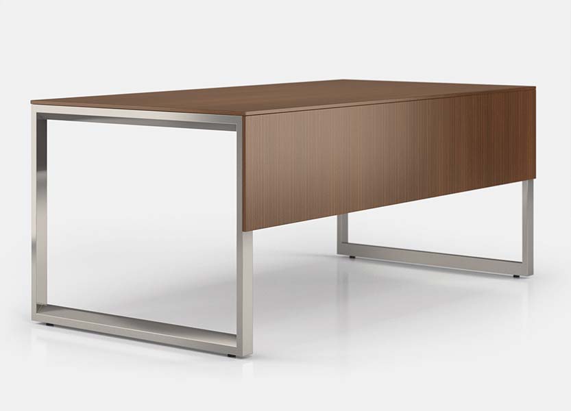 Latitude desk with wooden privacy panel